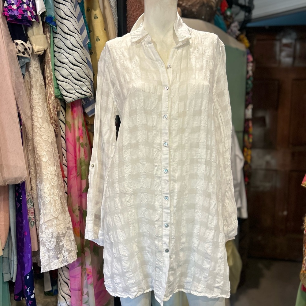 White Gingham Tunic Button Down